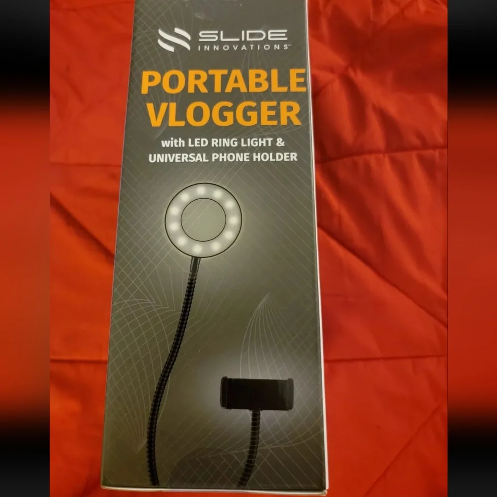 Slide Innovations FIRE! NIB! Portable Vlogger w/LED Ring Light/Phone Holder